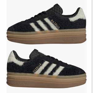 Adidas Gazelle Bold Fuzzy Black and White Shoes Women’s 9
